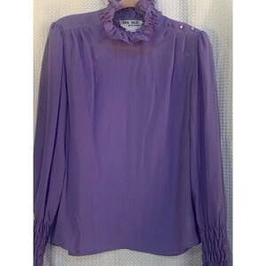 Jan Sue Womens 12 Vintage Purple Long‎ Sleeve Blouse